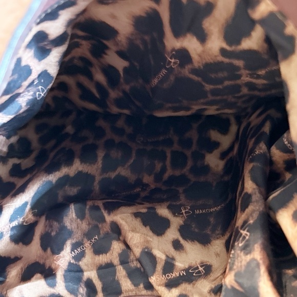 B Makowsky Large Hobo Front Pocket Double Strap Brown Leather Bag Silver Accents - Picture 8 of 9